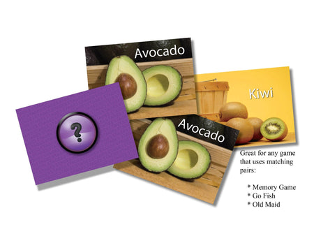 Fruits & Vegetables Memory Matching Game- Avocado and Kiwi