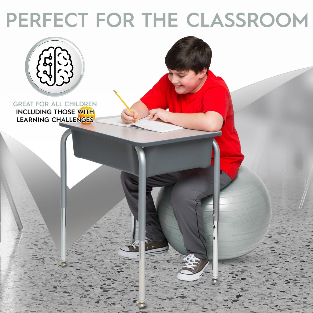 Weighted Yoga/Balance Ball Chair For Kids and Adults Up to 5'6" Tall- Silver